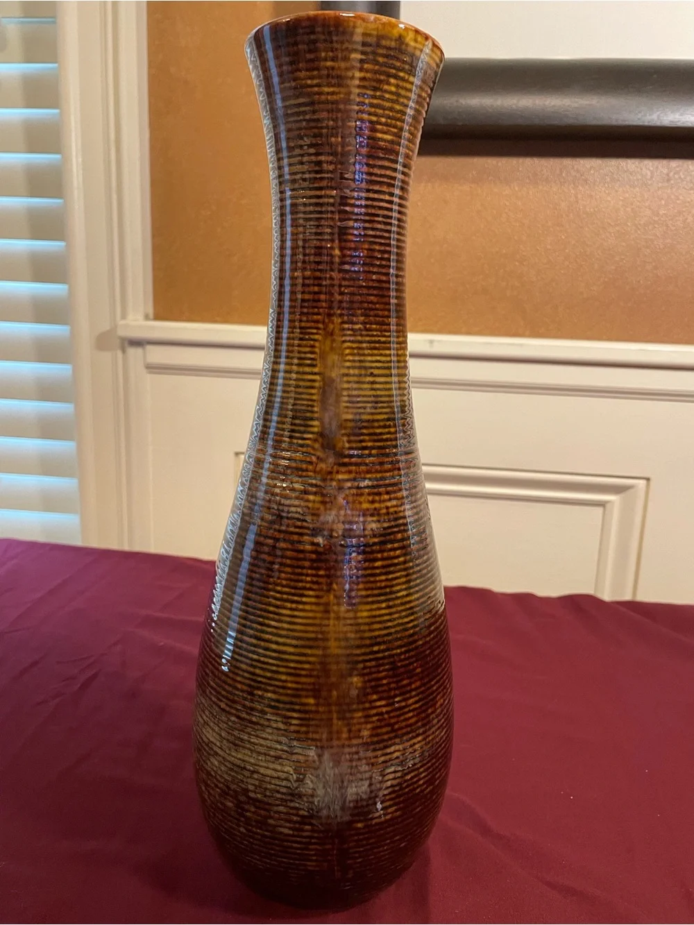 Brown Striated Ceramic Decorative Vase - Home Accents